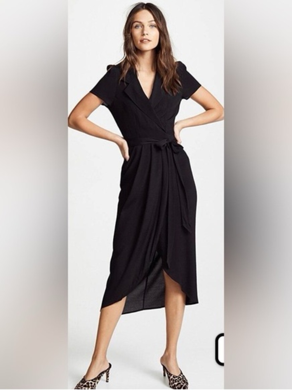 Yumi Kim Black Meet and Greet Short Sleeve Wrap Dress Size XL #2566